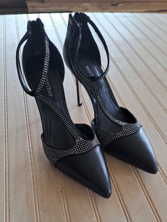 White House Black Market Shoes - White House Black Market Rhinestone T-Strap Pointed Toe Stiletto Heels